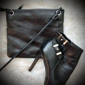 Margot Black Pebbled Leather Crossbody Bag